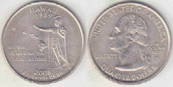 2008 P USA Quarter Dollar (Hawaii) A008154